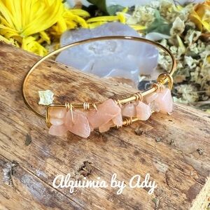 Peach moonstone bangle bracelet